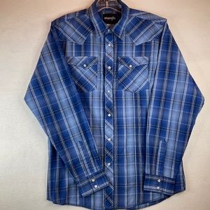 WRANGLER BOYS PLAID  LONG SLEEVE WESTERN COWBOY  PEARL SNAP SHIRT XX-large EUC
